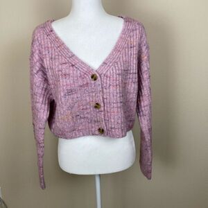 BP. Cropped‎ Marbled Knit Button Front Sweater Size Medium NWT (B3)
